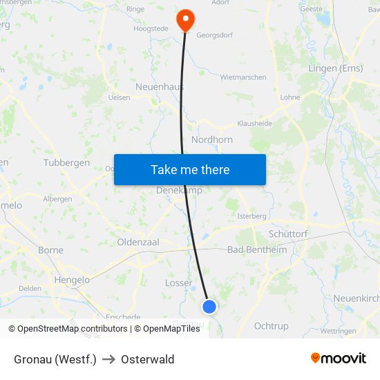 Gronau (Westf.) to Osterwald map