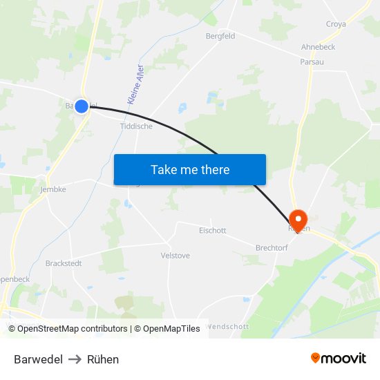 Barwedel to Rühen map