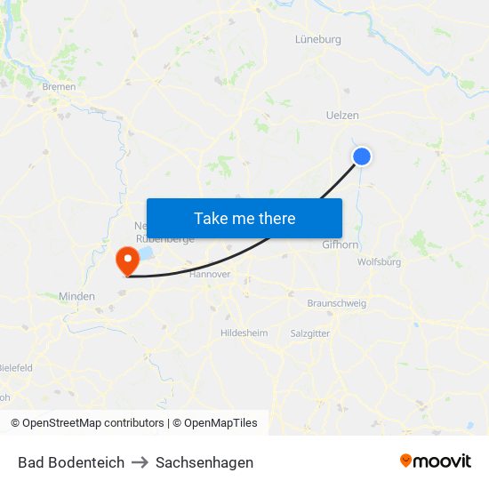 Bad Bodenteich to Sachsenhagen map