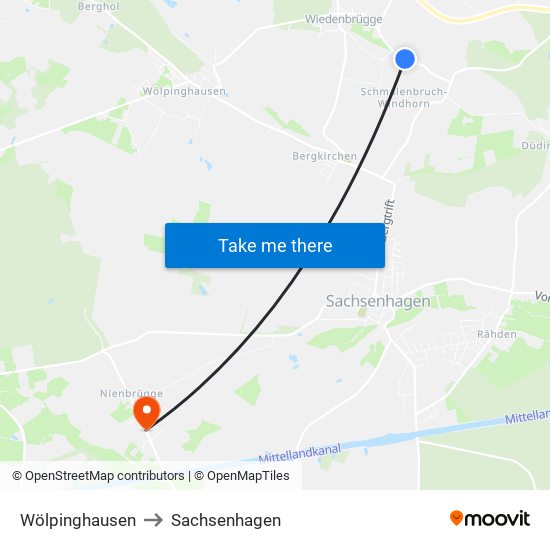 Wölpinghausen to Sachsenhagen map