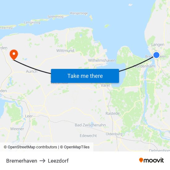 Bremerhaven to Leezdorf map