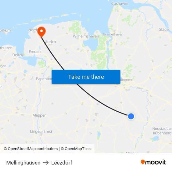 Mellinghausen to Leezdorf map