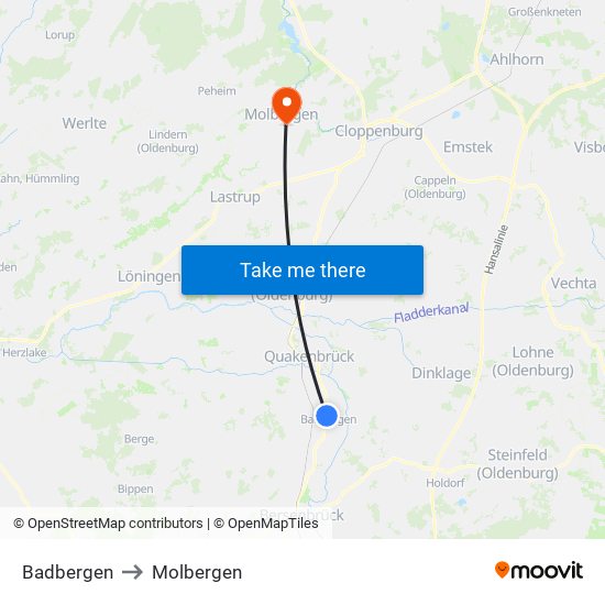 Badbergen to Molbergen map