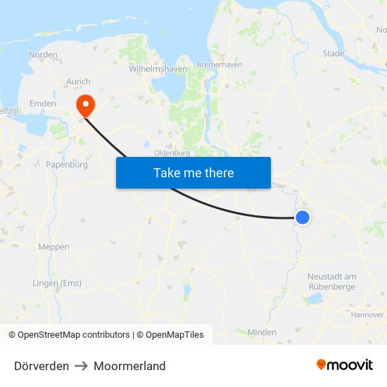 Dörverden to Moormerland map