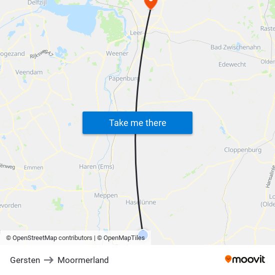 Gersten to Moormerland map