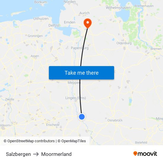 Salzbergen to Moormerland map