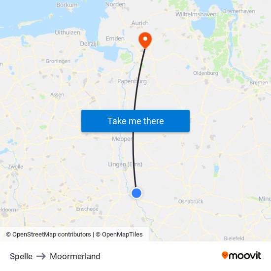 Spelle to Moormerland map