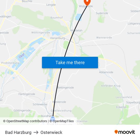 Bad Harzburg to Osterwieck map