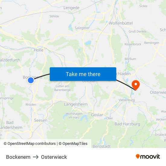 Bockenem to Osterwieck map