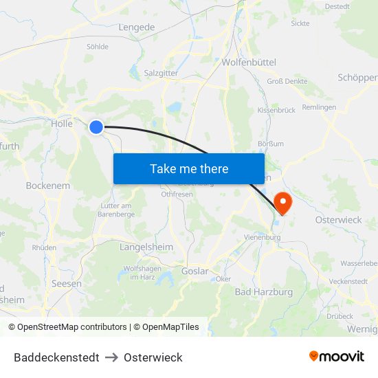 Baddeckenstedt to Osterwieck map