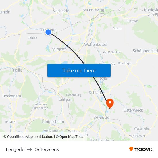 Lengede to Osterwieck map