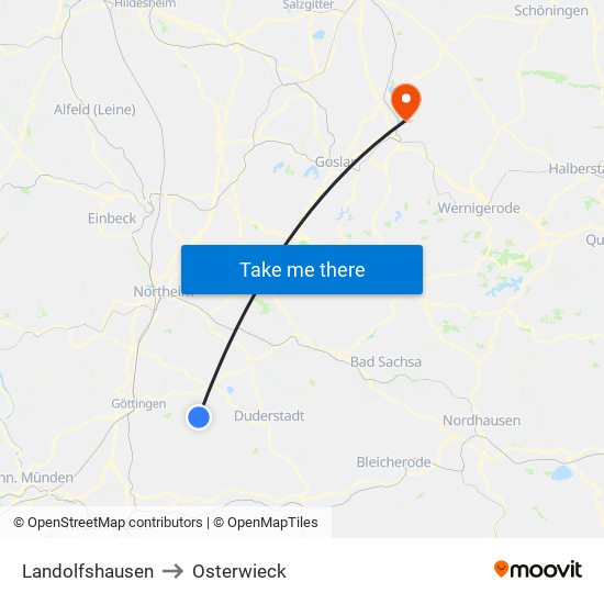 Landolfshausen to Osterwieck map