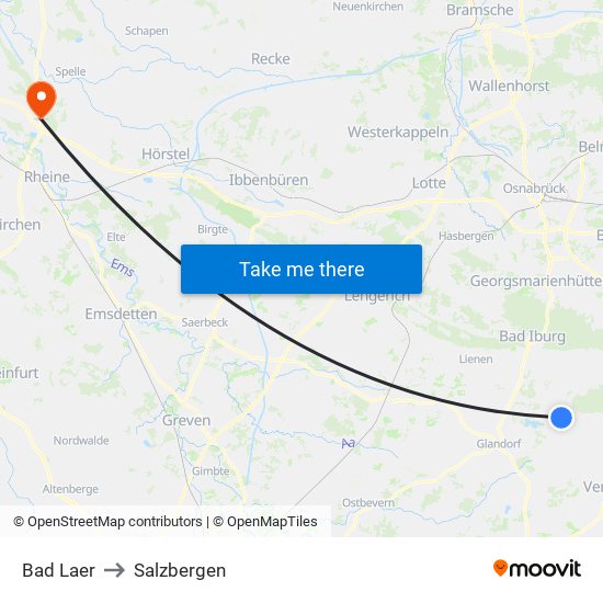 Bad Laer to Salzbergen map