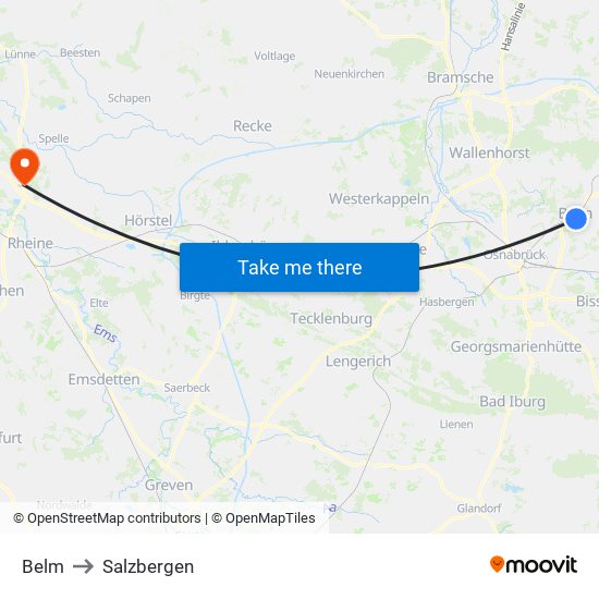 Belm to Salzbergen map