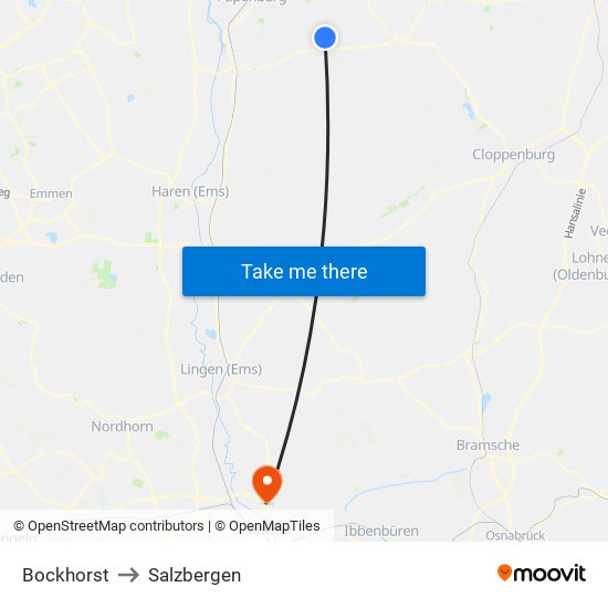 Bockhorst to Salzbergen map