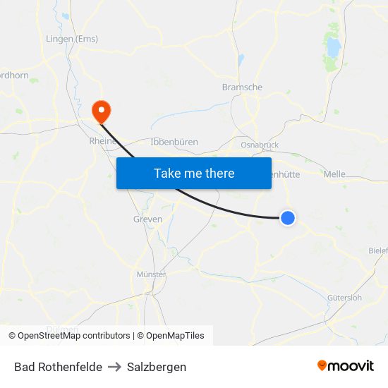 Bad Rothenfelde to Salzbergen map