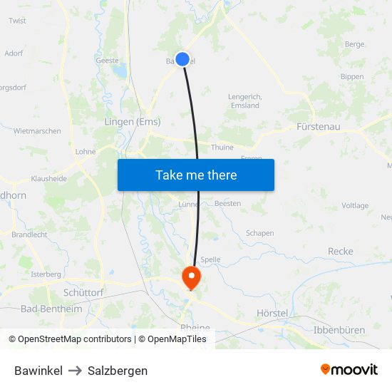 Bawinkel to Salzbergen map