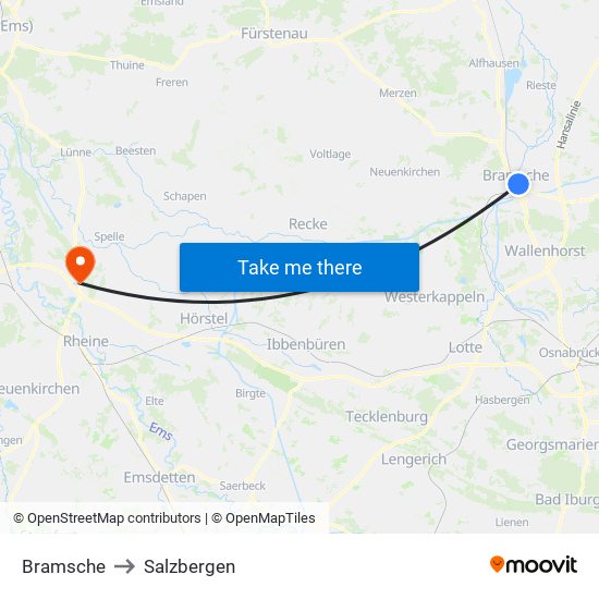 Bramsche to Salzbergen map