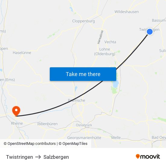 Twistringen to Salzbergen map