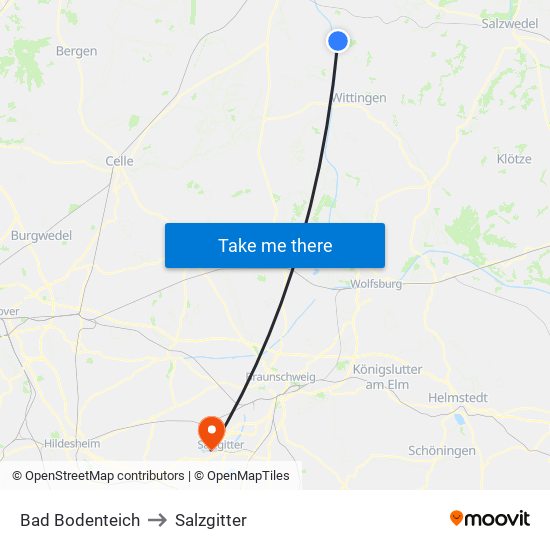 Bad Bodenteich to Salzgitter map