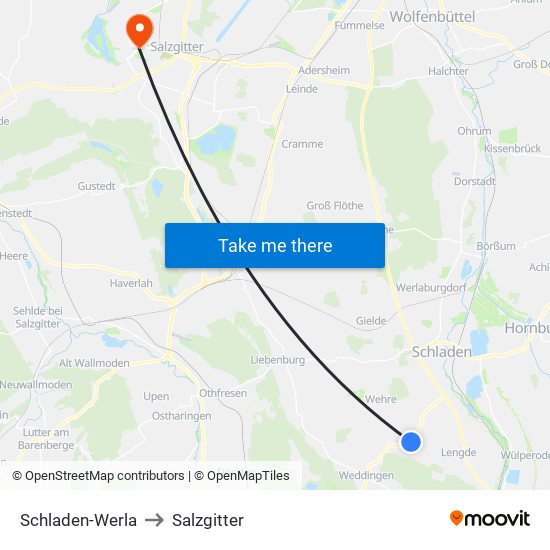 Schladen-Werla to Salzgitter map