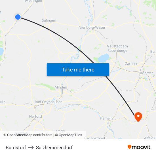 Barnstorf to Salzhemmendorf map