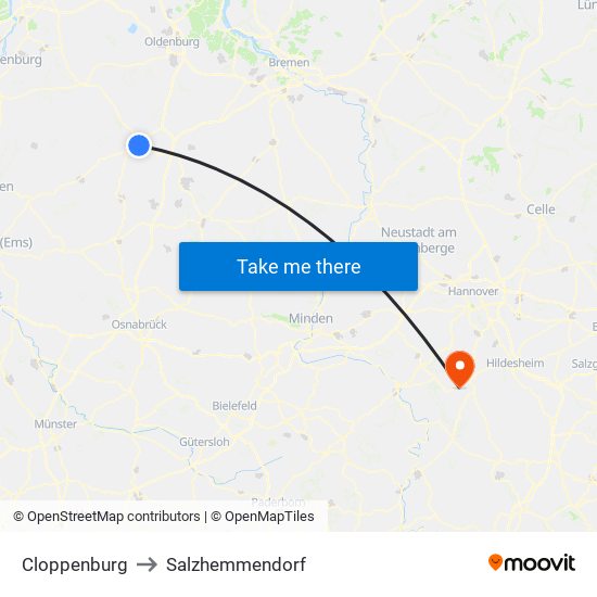 Cloppenburg to Salzhemmendorf map