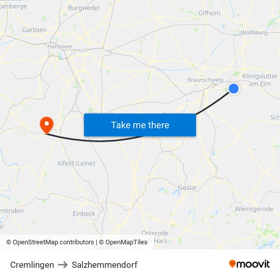 Cremlingen to Salzhemmendorf map