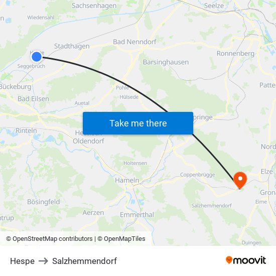 Hespe to Salzhemmendorf map