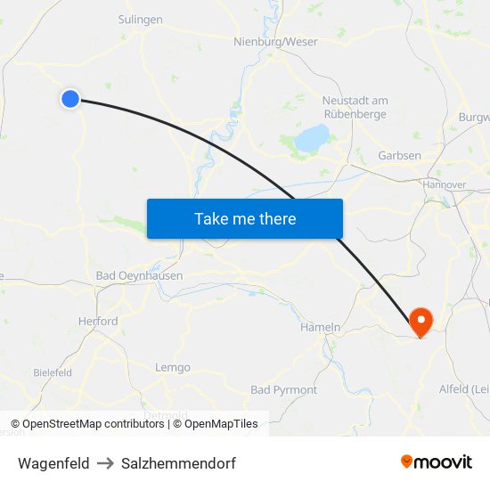 Wagenfeld to Salzhemmendorf map