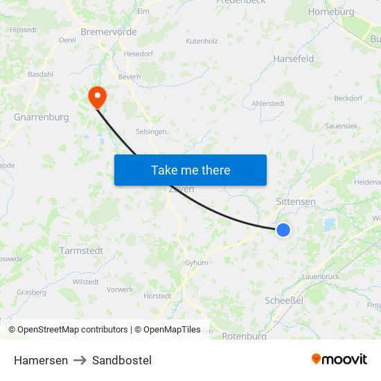 Hamersen to Sandbostel map