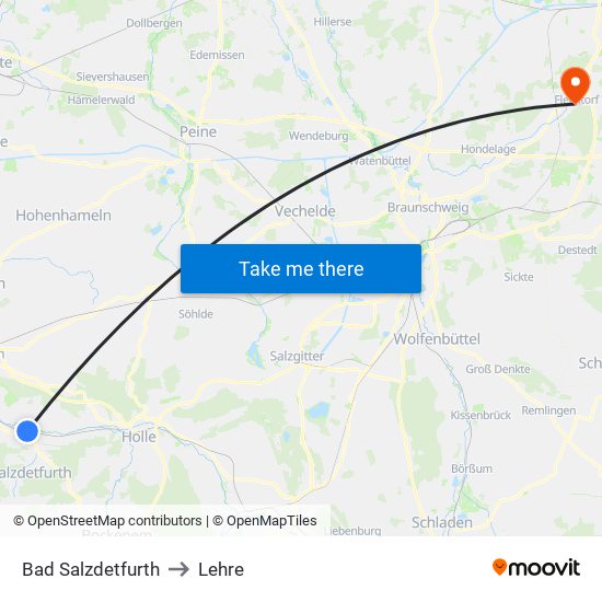 Bad Salzdetfurth to Lehre map