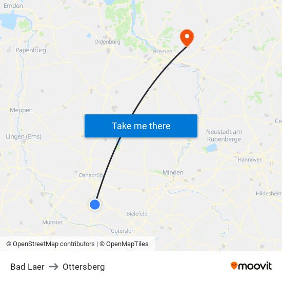 Bad Laer to Ottersberg map