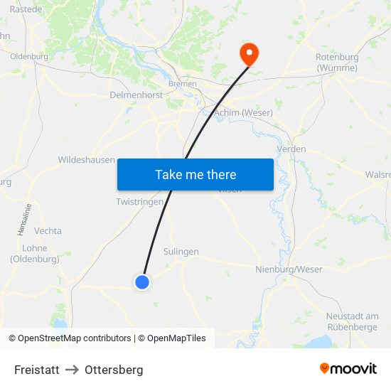 Freistatt to Ottersberg map