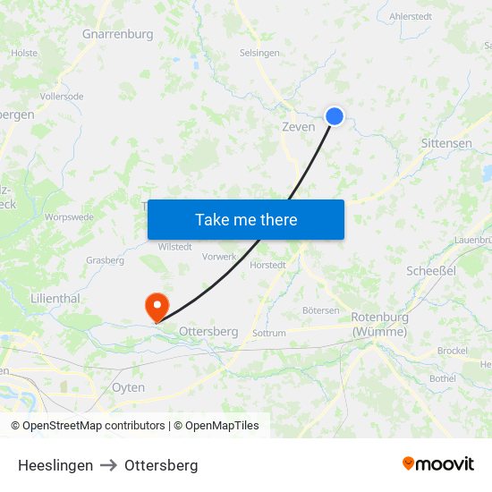 Heeslingen to Ottersberg map