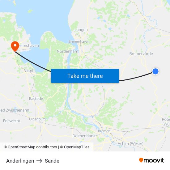 Anderlingen to Sande map