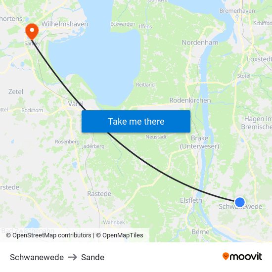 Schwanewede to Sande map