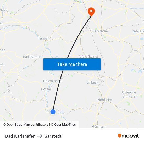 Bad Karlshafen to Sarstedt map