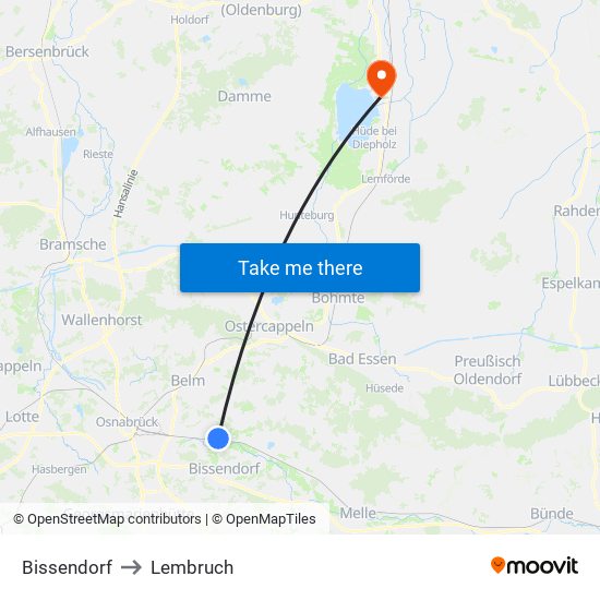 Bissendorf to Lembruch map