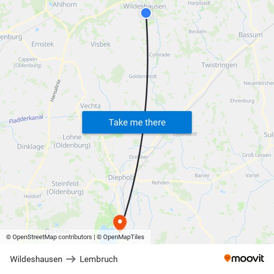 Wildeshausen to Lembruch map