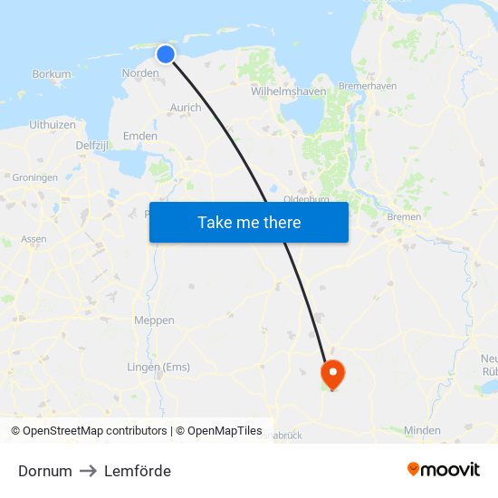 Dornum to Lemförde map