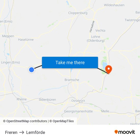 Freren to Lemförde map