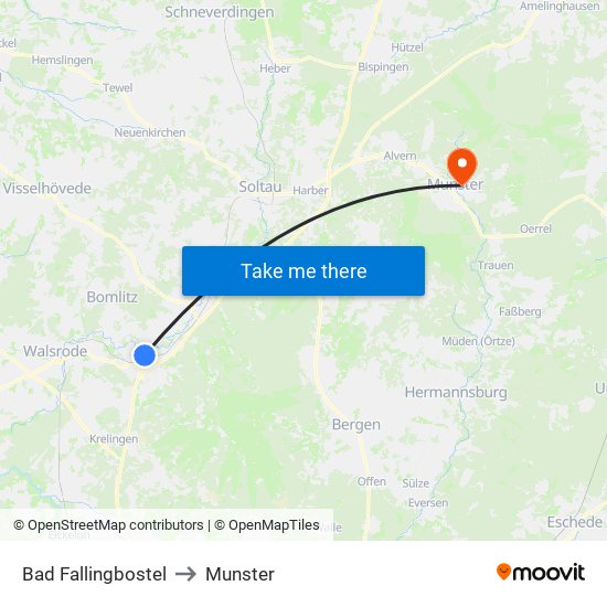 Bad Fallingbostel to Munster map