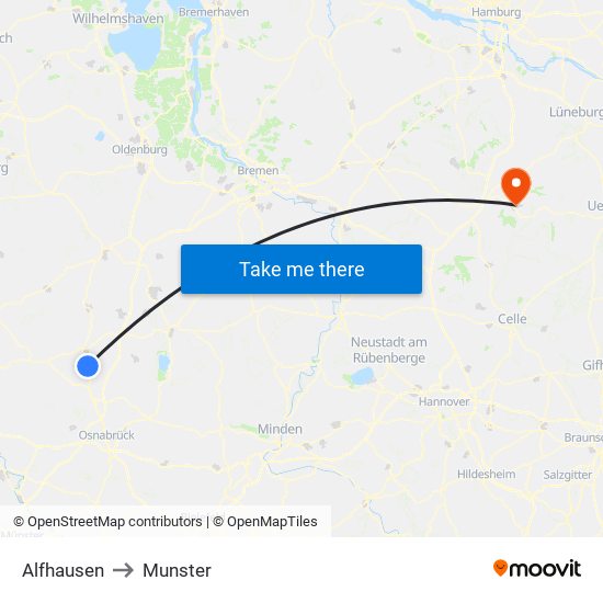 Alfhausen to Munster map
