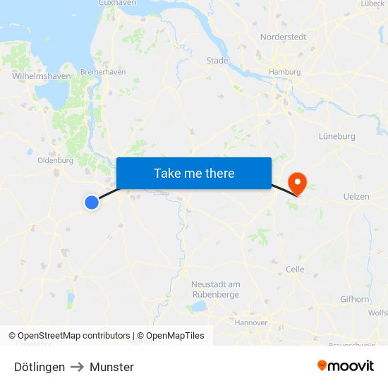 Dötlingen to Munster map