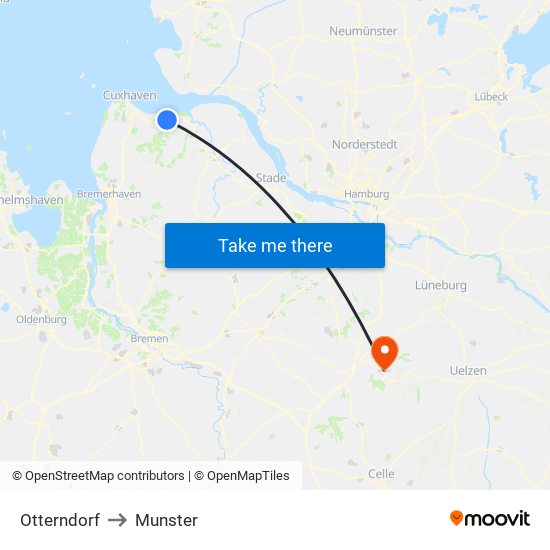 Otterndorf to Munster map