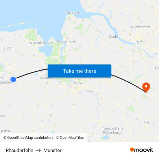 Rhauderfehn to Munster map