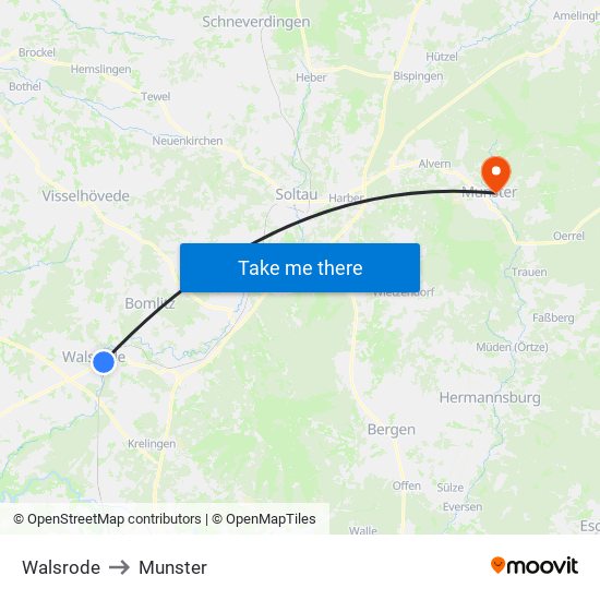 Walsrode to Munster map
