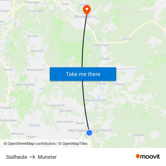 Südheide to Munster map