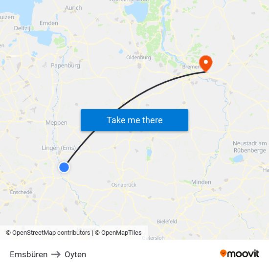 Emsbüren to Oyten map